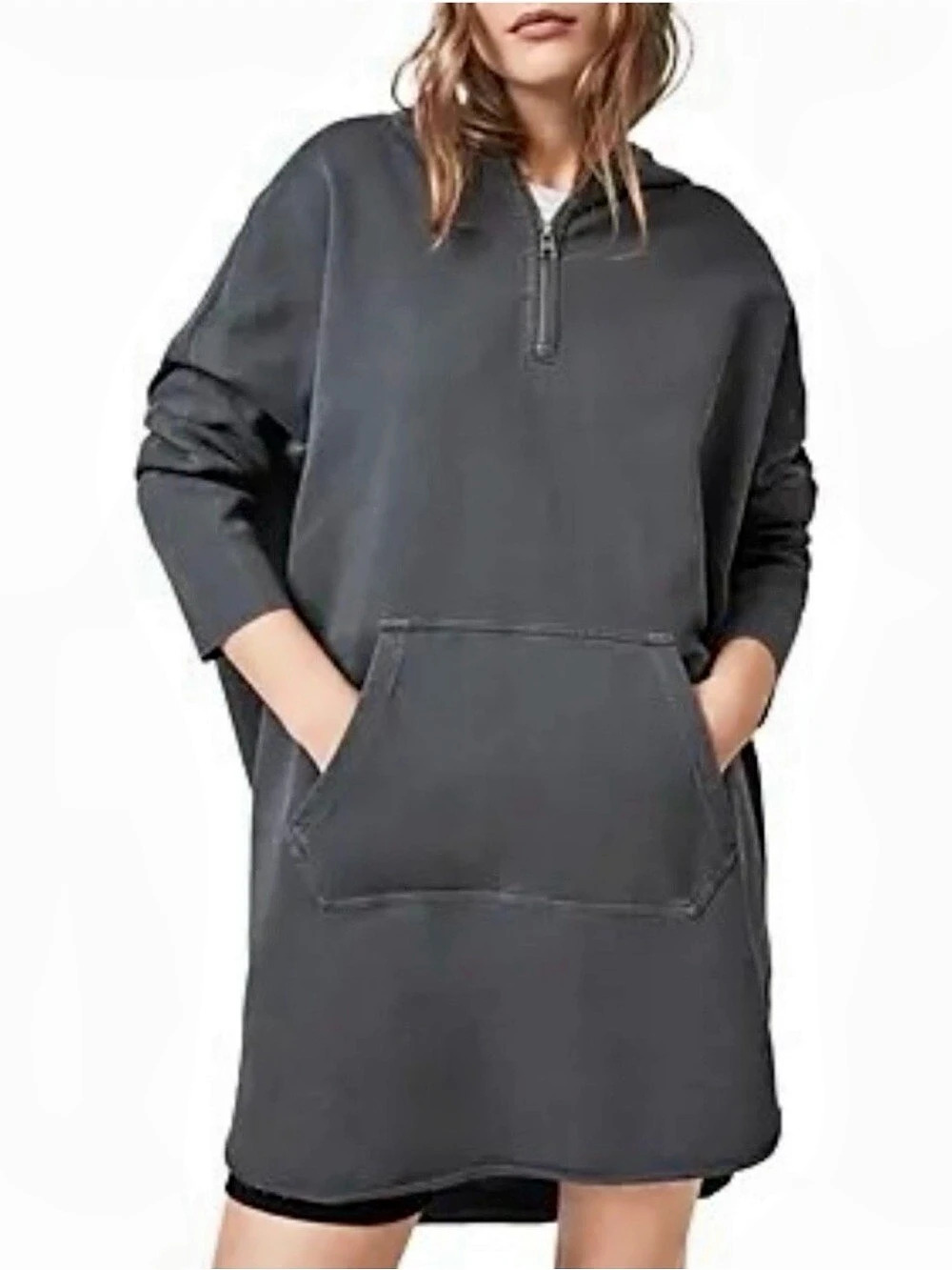 AllSaints Konda Hoodie Dress Gray Hoodie Mini Dress Size Small
